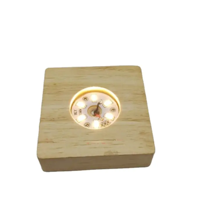 Wholesale Square Round Multi Color wooden led base for 3D crystal