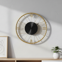 Horloge murale en bois et métal, style campagnard, vente en gros, accent décoratif pour la maison, 70.49*3.18*70.49CM, horloge murale en métal noir, décoration intérieure