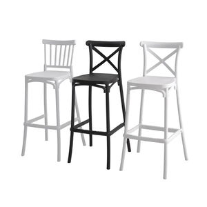 Good Quality <b>Cheap</b> Price Bistro Cafe Vintage Style X Cross Back PP Plastic Stackable Restaurant High Bar <b>Chair</b> - Product Image 4