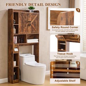 Support de papier toilette de style farmhouse en bois, meuble de rangement pour salle de bain à poser au-dessus des toilettes avec 2 portes coulissantes - Product Image 5