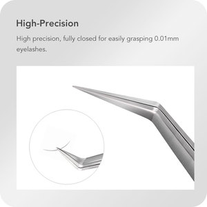 DIYDAY Toptan Yüksek Kaliteli Gümüş Paslanmaz Çelik Fiber Uçlu Mükemmel Kavramalı Hacimli Kirpik Uzatma Cımbızları - Product Image 3