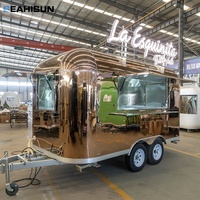 Remorque de camion de crème glacée en acier inoxydable doré, cuisine mobile, remorque alimentaire entièrement équipée, pour bonbons et chips, alimentation intégrée, résistante à la rouille