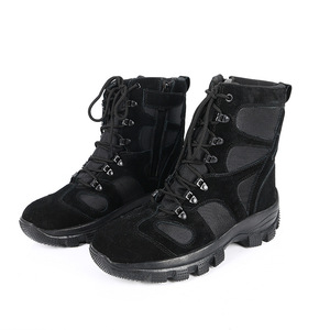 Bottes de randonnée tactiques en daim noir DF703, hautes, à lacets, imperméables, pour toutes les saisons, pour hommes - Product Image 3