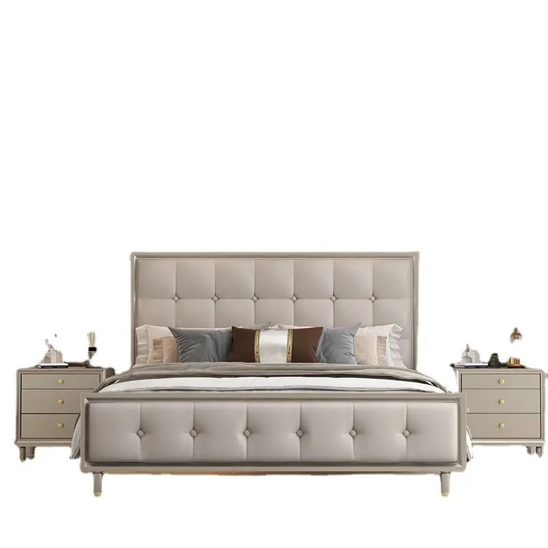 XY Meilleur lit King Size en bois double ensemble de meubles de chambre à coucher modernes