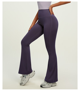 Pantaloni Sportivi Plus Size Attivi a Vita Alta, Aderenti sui Fianchi, Traspiranti, Slim Fit, a Gamba Larga Svasata, con Controllo Pancia, in Spandex, Tinta Unita - Product Image 2