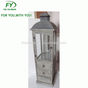 Homedecor, novedad, farol de <span class=keywords><strong>madera</strong></span> con superficie de metal, decoración del hogar con cajón - Product Image 2