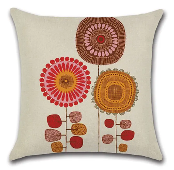 Capas de travesseiro decorativo impressão digital desenho animado flor de girassol