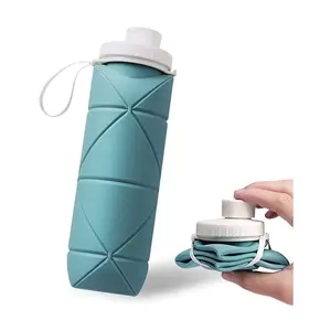 Garrafa de água dobrável de silicone para bebidas esportivas e viagens de qualidade alimentar para presente criativo com itens de inventário