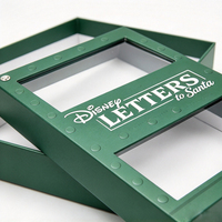 Boîte cadeau en papier rigide avec logo imprimé sur mesure ODM, boîte d'emballage avec fenêtre transparente en PVC, boîte cadeau pour présenter des lettres de souvenirs de Noël