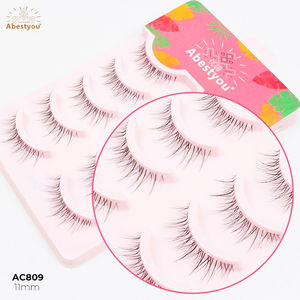 Abestyou 5D Paquete de 5 pares Banda transparente Aspecto natural Wispy Mink Pestañas Fluffy Cat Eye Lashes Tira completa Pestañas postizas - Product Image 1