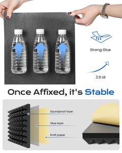 Panneaux de mousse de <span class=keywords><strong>Pyrami</strong></span> acoustique auto-adhésifs à haute densité Panneaux muraux en polyuréthane pour l'insonorisation de studio Conception de modèle 3D - Product Image 4