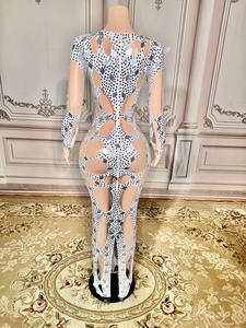 9 Màu Sắc Thiết Kế Mới Sinh Nhật Prom Shining Đá Trang Phục Buổi Tối Trang Phục Nhấp Nháy Gương Thạch Hollow Sexy Ăn Mặc - Product Image 4