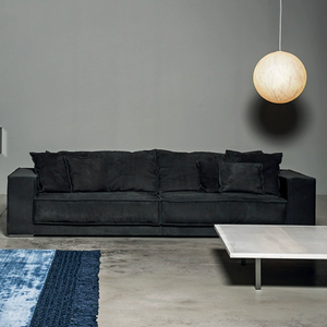 Juego de Sofás Cuadrados Personalizados de Estilo Italiano Moderno y Minimalista, en Cuero de Grano Completo Esmerilado, Ecológico, con Acero Inoxidable, para Hoteles Grandes - Product Image 3