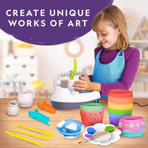 Rueda de cerámica para niños <span class=keywords><strong>Kit</strong></span> completo para <span class=keywords><strong>principiantes</strong></span> Plug In Motor de 2 libras de aire seco arcilla escultura herramient - Product Image 6