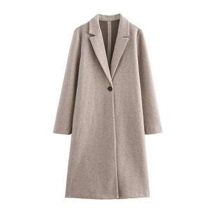 Women's <b>Wool</b> Blend Long Coat - Oversized Single-Button Trench Outerwear Fashion - Product Image 6