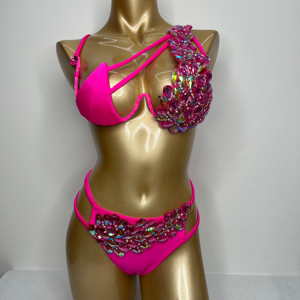Conjunto de Lencería con Aros y Pedrería para Carnaval de Samba, Estilo Pasati, para Desfiles, Cabaret, Teatro de Broadway, Mardi Gras, Espectáculos de Las Vegas - Product Image 1