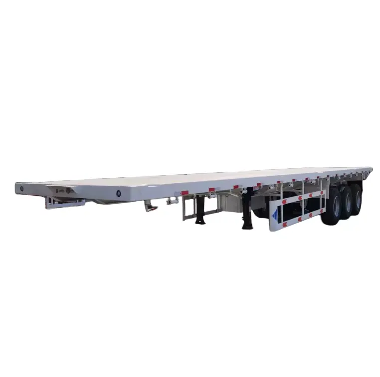 Zambia Spot 3/Tri Assen 60 Ton 20/40 Voet Voet Container Verzending Flat Deck Hoogbed Platform Triaxle Dieplader Vrachtwagen Oplegger