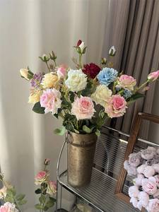 Dalian Chermy TH819 <span class=keywords><strong>Fiori</strong></span> Artificiali di Alta Qualità, Rose da <span class=keywords><strong>Giardino</strong></span> <span class=keywords><strong>Viola</strong></span> e Rosa per Decorazioni Matrimoniali e Feste - Product Image 5