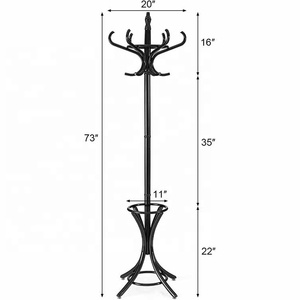 <span class=keywords><strong>Perchero</strong></span> de pie de madera, soporte para paraguas, colgador de abrigos, ropa, sombreros, bolsas para sala de estar, dormitorio, Oficina - Product Image 2