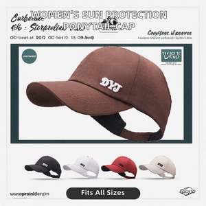 Gorra de béisbol deportiva para mujer, primavera-verano, con estampado de letras, de tela común, ajustable, con protección solar y abertura para cola de caballo - Product Image 2