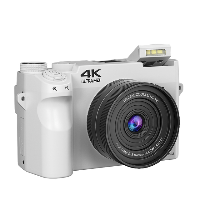 4K Video 75MP Photo 18X Digital Zoom Retro Camera Shooting Selfie with 3.0 Inch Flip Screen LED Fill Light for Live Streaming