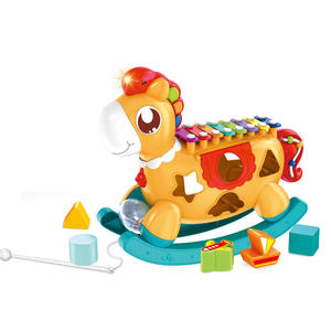 Gros cheval de Blocs De Construction Éducatifs jouets musicaux bébé avec Frapper Piano - Product Image 1