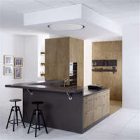 Style de luxe haut de gamme avec îlot en bois massif naturel, design classique en bois, cuisine sur mesure