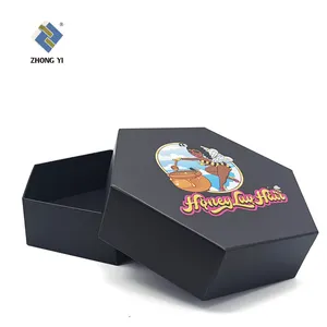 फैशनेबल कस्टम षट्भुज गहने बॉक्स पैकेजिंग के लिए अंगूठी/कमाई/कंगन आभूषण बक्से काला