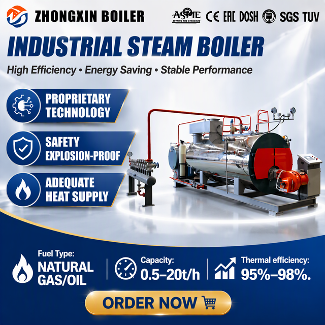 High Pressure Industrial Fire Tube 0.5/1/2/3/4/5/6/8/10/12/15/20 T/h Industrial Dual Fuel Natural Gas Oil Cheap Steam Boiler