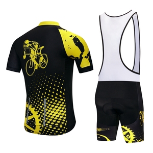 Conjunto personalizado de Jersey de ciclismo para hombre, ropa amarilla MTB, uniforme Maillot, pantalones cortos con pechera, Kit de camisa, ropa deportiva, uniforme de <span class=keywords><strong>ciclista</strong></span> - Product Image 2