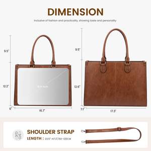 Elegante Bolso Tote de Cuero Vintage para Portátil, Dos Regalos Perfectos para Mujeres Profesionales, Maletín de Oficina, Bolso de Mano Chic para Oficina - Product Image 2