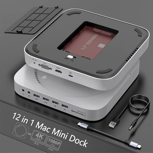 <span class=keywords><strong>Dock</strong></span> 12 trong 1 cho <span class=keywords><strong>Mac</strong></span> Mini với vỏ ổ cứng, HDMI, VGA, Type-C, giá đỡ, hub dành cho <span class=keywords><strong>Mac</strong></span> Mini M1 - Product Image 1