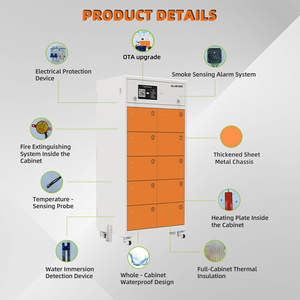 Gabinete Inteligente de 10 Compartimentos para Intercambio de Baterías, Alarma de Humo, Supresión de Incendios, Diseño Impermeable, para Exteriores, Tiendas de Entrega de Comida Compartida - Product Image 6