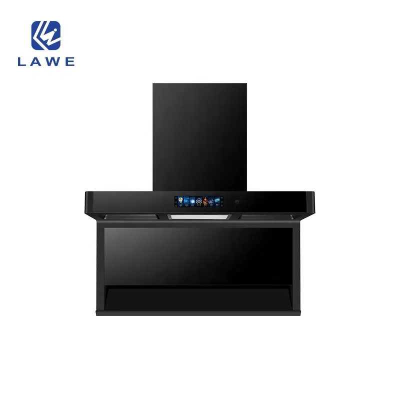 2023 Lawe Hot sale 90cm air extractor colorful touch switch control cooker hood black appearance wall mounted range hood