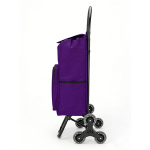 Chariot de courses pliable haut de gamme pour escaliers avec poche isotherme, léger et portable - Product Image 3