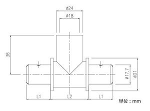 Raccord en T pour tuyau d'aération Kansaikako professionnel 13A, raccords PVC pour distribution d'air industrielle, modèle P25-03, Japon - Product Image 3