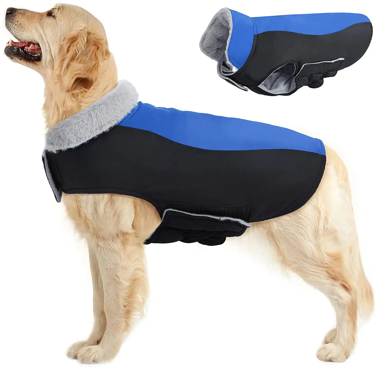 Winter Coat with Fur Collar Waterproof Puppy Warm Jacket Cost Dog Cold Weather Vest