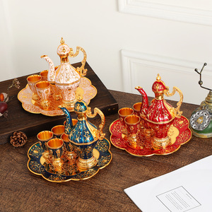 ชุดไวน์วินเทจหรูหราสไตล์ไลท์ลักชัวรี่, ชุดขวดเหล้าโลหะสำหรับงานแต่งงาน, ชุดแก้วไวน์สไตล์ยุโรปตกแต่งแบบแปดชิ้น - Product Image 2