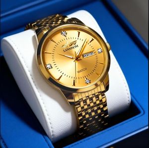 New fashion stainless steel butterfly-fastened men's business casual quartz slim calendar watch - Product Image 2