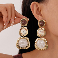 Parures de bijoux traditionnels indiens vintage de haute qualité pour femmes, boucles d'oreilles rondes irrégulières plaquées or, collier Bollywood