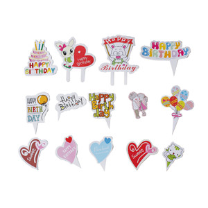 Paper Cake Decorating Flags Birthday Party Dessert Table Decorations Heart Shape Disposable Cake Decoration Inserts Bulk Pack - Product Image 1
