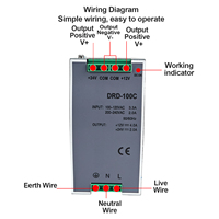 Alimentation à découpage AC-DC sur rail DIN ZJIVNV 100W, entrée 90-264VAC, double sortie DC 5V/12V/24V 3A/10A, efficacité 85%, pour IoT industriel