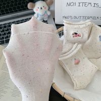 Chaussettes pour femmes à bord roulé printemps-été - Style fin en maille - Chaussettes mi-mollet à motifs de dessins animés - Chaussettes en coton de haute qualité