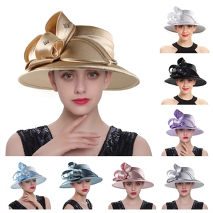 Sombrero Formal <span class=keywords><strong>de</strong></span> Satén Multicolor con Lazo <span class=keywords><strong>de</strong></span> Diamantes <span class=keywords><strong>de</strong></span> Imitación para Mujer, Ideal para Kentucky Derby, Bodas, Iglesia, Carreras, Fiestas, Fascinator - Product Image 1