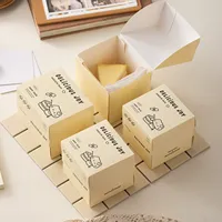 Boîte élégante pour pâtisseries et biscuits, emballage solide avec couvercle rabattable, en carton jaune ivoire, finition mate, boîte carrée pour biscuits avec logo
