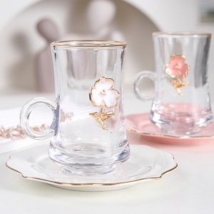 Hot Sale European-Style Turkish Characteristic Gold Pattern <strong>Tea</strong> 6 Cup Saucer <strong>Set</strong> Household Glass Mugs Coffee Afternoon <strong>Tea</strong> <strong>Gift</strong> - Product Image 2