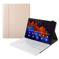 Keyboard Nirkabel BT Ultra Tipis dengan Casing Kulit untuk Samsung Tab S8 Plus X800 X805 S7 FE T730 T736 S7 Plus T970 T975