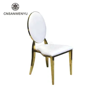 Factory Modern PU Leather Upholstered Stainless Steel Party Chair Gold Event Banquet Wedding Chair