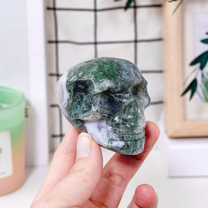 Calaveras de Cristal Talladas de Ágata Musgosa Natural al por Mayor para Decoración del Hogar y Regalos - Product Image 2