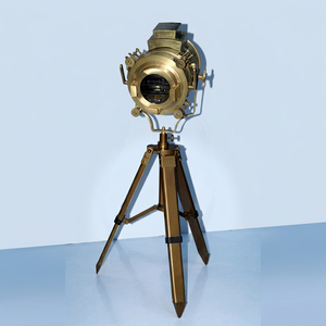 <b>Antique</b> <b>Brass</b> Spotlight Lamp with Tripod Stand Gold-Plated Polished Finish Home Decoration - Product Image 1